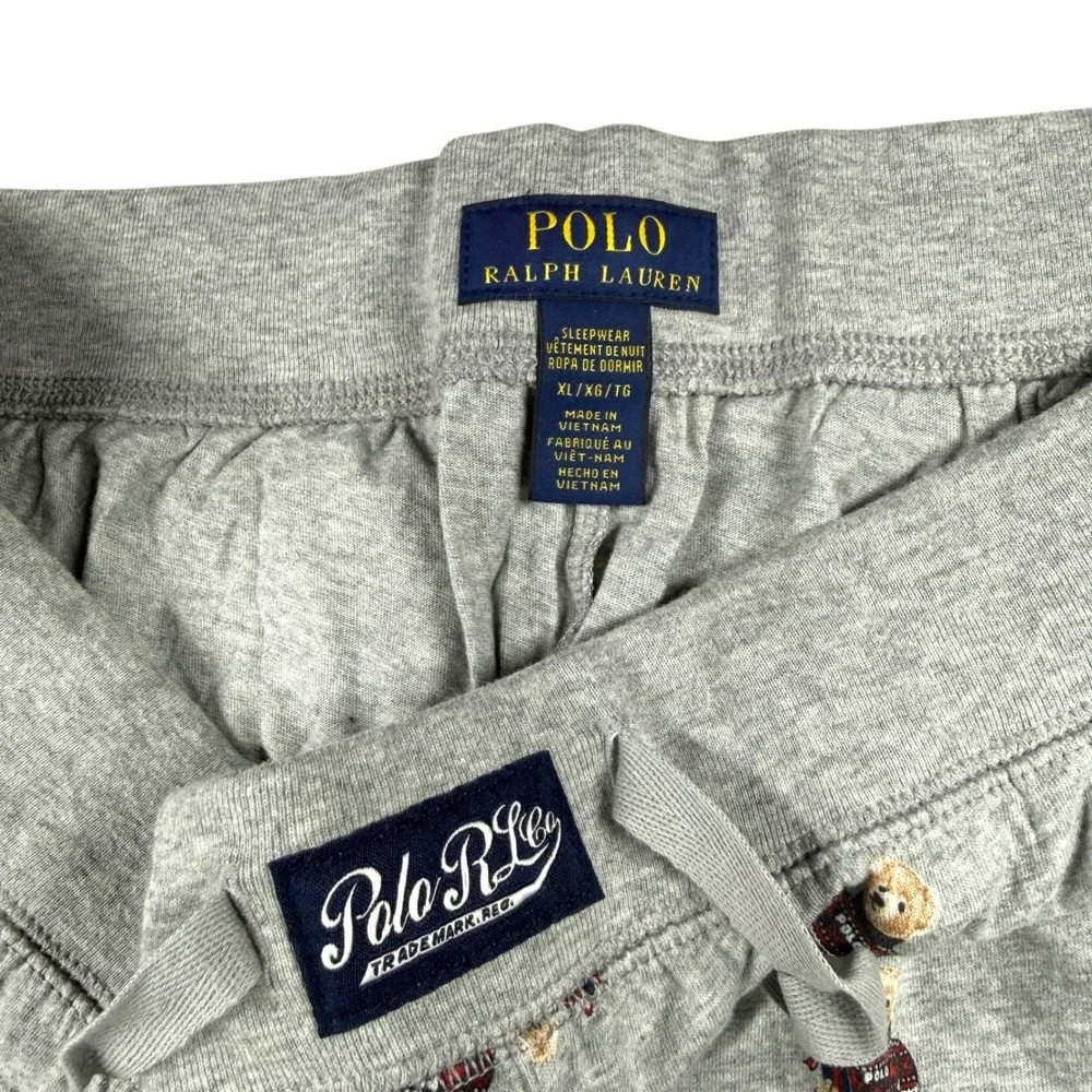 Polo Ralph Lauren Jogger Pajama Pants Mens XL Grey All Over Polo Bear